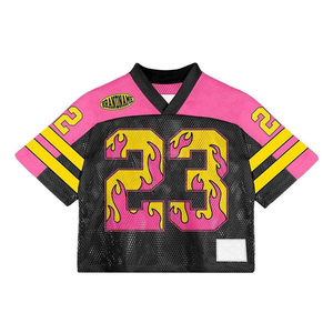 Camiseta Deportiva Retro de Fútbol Americano con Estampado Completo Personalizado al por Mayor, Camiseta de Malla Sublimada de Alta Calidad con Corte Cuadrado - Product Image 3