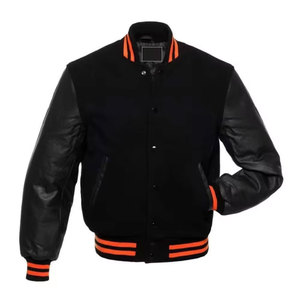 New Style Custom <b>Men</b> Wool Varsity <b>Jackets</b> Wholesale Letterman <b>jacket</b> with <b>leather</b> sleeves OEM service hot selling <b>jacket</b> for <b>men</b> - Product Image 1