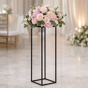 Support à fleurs de mariage en métal doré, grand centre de table rectangulaire pour décoration d'événements - Product Image 3