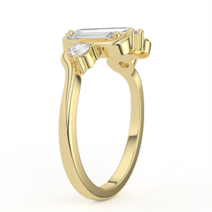 Anillo de Oro Amarillo de 14K y 18K con Diamante Cultivado en Laboratorio, Corte Baguette, Centro con Cinta Ondulada, Múltiples Piedras, Diseño Geométrico Mixto, Joyería Fina - Product Image 3