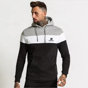Chándal con Capucha para Hombre, Diseño Color Block, Manga Larga, Ropa Deportiva Casual, Negro, Gris, Blanco, Logotipo Frontal, Bolsillos Laterales, Corte Otoñal - Product Image 5