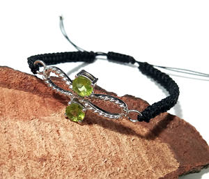 Pulsera de Plata 925 con Dije de Mariposa Infinita y Peridoto Natural Facetado, Ajustable, de Macramé, de Lujo, para Niñas y Mujeres, Regalo para Fiestas - Product Image 6