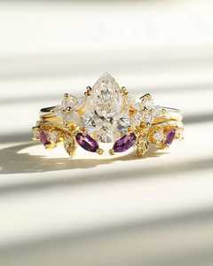 2.02CT Pear Cut Diamond Romantic Floral <b>Ring</b> For Women's Lab Grown 14K Solid Gold Wedding <b>Proposal</b> Gift For Her - Product Image 1