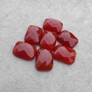 Natural Red Onyx Checker Cut Rectangle <b>Cushion</b> AAA+ Gemstone, Flat Back Calibrated Loose Stone All Sizes Available - Product Image 5