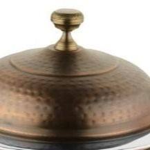 Recipiente para Calentar Comida Redondo de Cobre Martillado con Base y Tapa de Hierro Forjado para Buffet, Catering, Restaurante, Servicio de Comida Caliente - Product Image 3