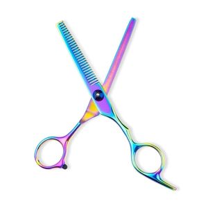 Rainbow Plasma Coated Hair Thinning Scissors Professional Barber <b>Shears</b> Stainless Steel Texturizing Scissors - Product Image 1