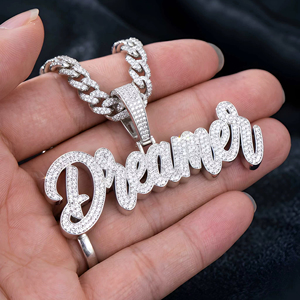 RCK Global Iced Out Handwritten DREAMER Pendant 925 Silver VVS Moissanite Jewelry <b>Custom</b> Cursive <b>Name</b> <b>Necklace</b> Gift for Him/Her - Product Image 4