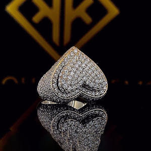 Round Brilliant Cut Moissanite Diamond Heart Shape Engagement <b>Wedding</b> <b>Ring</b> Iced Out Style 925 Sterling <b>Silver</b> Hip Hop <b>Mens</b> <b>Ring</b> - Product Image 3