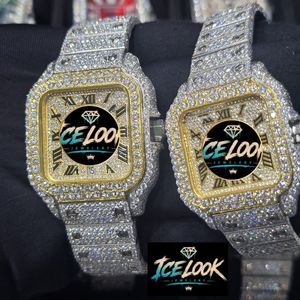 นาฬิกาข้อมือควอตซ์ทรงสี่เหลี่ยมหรูหราสำหรับทุกเพศจาก Ice Look Jewelry สายสแตนเลสประดับเพชรโมอิสซาไนต์ กระจกแซฟไฟร์ ระบบจักรกล - Product Image 5