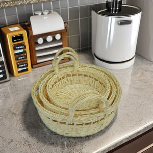 Hien Luong Co.: Cestas de Almacenamiento de Ratán Blanco Tejidas a Mano con Asas - Decoración Minimalista Multifuncional para Cocina y Oficina - Product Image 1