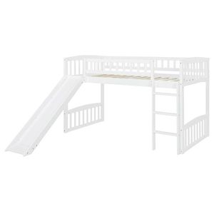 Cama Alta Blanca Tamaño Individual con Tobogán y Escalera para Niños - Product Image 4
