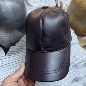 This is a <b>yellow</b> leather baseball cap - Product Image 2