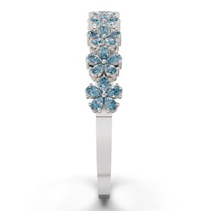 Nouveau design, dernière arrivée : Bracelet jonc ouvrable en or 14 carats pour femme, avec diamant de laboratoire bleu glace taille poire en forme de pétale (1 carat) Tw. - Product Image 2