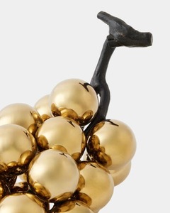 Sculpture de grappe de raisins plaquée or, art décoratif de table contemporain fait à la main, figurine pour salon - Product Image 3