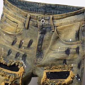 Pantalones Cortos Vaqueros Rotos de Moda para Hombre 2026, Transpirables, Casuales, con Agujeros, Azules, al por Mayor - Product Image 6