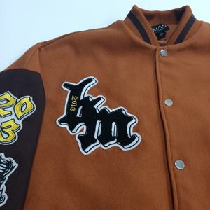 Chaqueta Varsity Negra de Cuero Sintético, Transpirable, con Logotipo Bordado, Mangas de Poliéster, Estilo Urbano, Unisex, Corte Regular, para Invierno - Product Image 5