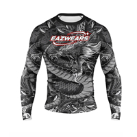 Vente en gros de maillots de compression à manches longues pour entraînement MMA, sublimation, étiquette privée, usine de vêtements de sport, maillots de compression MMA pour hommes