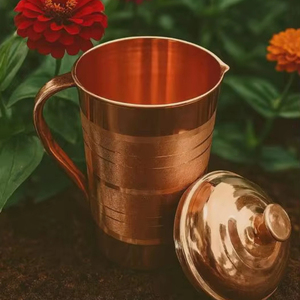 Copper jug set for consistent <b>water</b> taste experience metal set with <b>glasses</b> durable reusable kitchen dining drinkware - Product Image 1