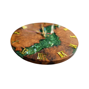 Round Resin Wall Clock With Gear Pattern And Wooden Design Retro Style Handmade Decor <b>For</b> Living Room - Product Image 2