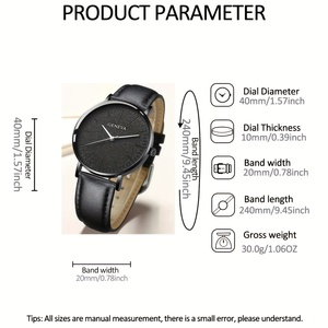 6249 3pcs/set 1pc Round Men's Quartz <b>Watch</b> & 1pc Bracelet & 1pc Necklace Men's <b>Watch</b> Set - Product Image 6
