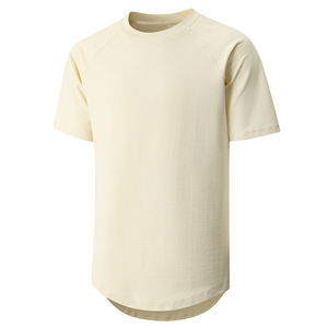 Camiseta de Cuello Redondo y Manga Raglán para Hombre, Color Blanco Hueso, Corte Regular, Color Sólido, Ropa Casual, 100% Algodón Jersey, Tejido Transpirable - Product Image 4