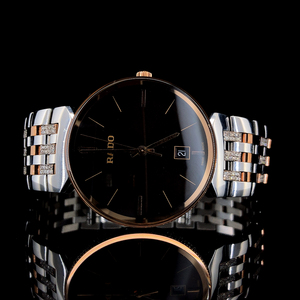 Montre mécanique de luxe pour homme en or rose, boîtier en acier inoxydable 40 mm, cadran en verre, mouvement analogique ETA, lunette sertie de diamants, à poussoir - Product Image 3