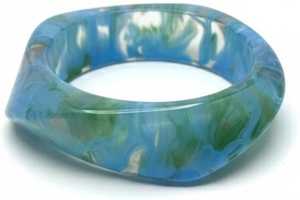Bracelet jonc bohème en résine MN Exports, motif marbré turquoise bleu-vert, bijoux de mode pour femme, cadeau - Product Image 4