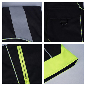 Gilet de sécurité haute visibilité unisexe en polyester, vêtement de travail réfléchissant léger pour l'extérieur avec fermeture éclair et poches - Product Image 5