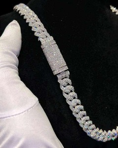 New Design Hip Hop <b>Iced</b> <b>Out</b> 925 Sterling Silver Cuban Link <b>Chain</b> VVS Moissanite Diamond Necklace Wholesale - Product Image 1