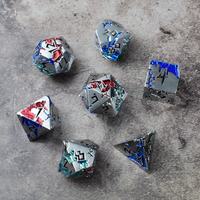 Dés de jeu de rôle polyédriques en métal massif sculpté Dragon DND, 7 pièces, disponibles en bleu, rouge, vert, noir Dragon pour Dungeons & Dragons