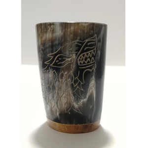 Verres à shot de luxe en corne de buffle et de bœuf naturels avec base en bois – Chopes à bière authentiques en corne de style médiéval viking - Product Image 3
