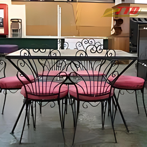 Ensemble de meubles classiques en fer forgé, table et chaises, pour jardin, patio, cour, repas et applications décoratives - Product Image 3
