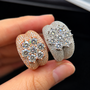 Anillo de Hombre con Diamantes Cultivados en Laboratorio, Plata 925, Diseño de Racimo, Piedra Redonda Brillante, Joyería de Lujo - Product Image 1
