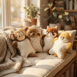 Coussin en forme de haricot personnalisable en stock, série maternelle pour animaux mignons, jouet en peluche apaisant et anti-stress - Product Image 1
