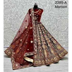 Collections de velours de vêtements de mariée indiens pour la mariée avec le travail de Zarkhan par Fabzone - Product Image 4