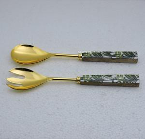 ชุดอุปกรณ์เสิร์ฟสลัด ด้ามหินอ่อน สแตนเลส สีดำ พร้อมส้อมและช้อน - Product Image 6