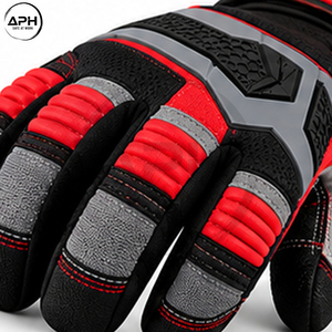 Guantes de motosierra de marca privada, duraderos, de última tendencia, con paneles negros texturizados en verde oliva y puños de punto extendidos - Product Image 6