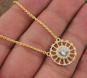 Collar con Colgante Pequeño de Plata 925 Minimalista Vintage, Chapado en Platino, con Circonita, Accesorio Diario Unisex, Hecho a Mano - Product Image 4