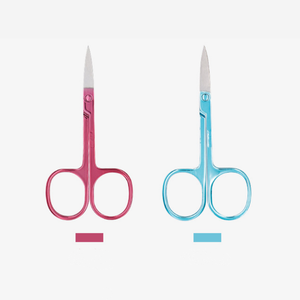 Ciseaux de beauté sûrs à lame droite en acier inoxydable avec logo personnalisé, manche en plastique, pour la coupe des sourcils et des cils, par ANAAIF - Product Image 6