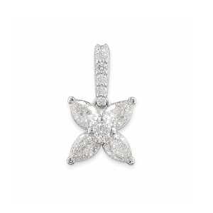 Colgante de flor con diamantes naturales en oro blanco de 18 quilates |   Elegante Collar de Diamantes con Diseño Floral para Mujer |   Colección de Regalos de Joyería Fina de Lujo - Product Image 1
