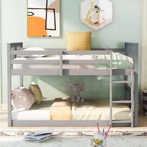 Letto a Castello Grigio Full Over Full con Scala per Bambini SKU LT000207AAE - Product Image 2