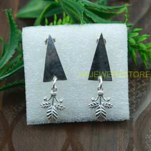Pendientes Colgantes de Plata de Ley 925 con Forma de Hoja Triangular Geométrica para Mujer, Pendientes Largos Hechos a Mano, Joyería de Moda, Regalo - Product Image 5