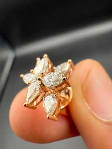 Pendientes de flor con diamantes cultivados en laboratorio, corte pera y marquesa, para mujer, oro macizo de 14K, regalo de aniversario para ella, joyería personalizada - Product Image 6