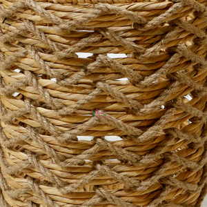 Eco-Friendly Wicker Water hyacinth Round Bin, Rustic Open <b>Weave</b> Texture For Home Decor and Organizing - Product Image 5