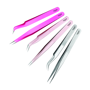 Ensemble de pinces à cils pour extensions de cils, outils de beauté, kit de cils avec pointe en fibre personnalisable en or et noir - Product Image 2