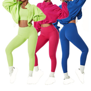 Women Gym Wear Set 2 Piece Yoga Set Crop <b>Top</b> Leggings Breathable Stretchable Fitness Activewear - Product Image 1