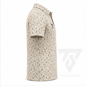 Polo pour homme Trackstar à imprimé nautique crème, manches courtes, col boutonné, chemise de golf décontractée, logo personnalisé - Product Image 2