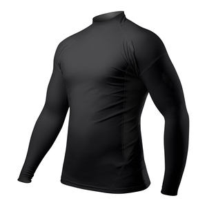 Men's <b>Black</b> Crew Neck <b>Long</b> <b>Sleeve</b> Quick Dry Breathable Spandex/Polyester All Seasons Pullover Rash Guard - Product Image 4