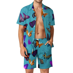 Conjunto de Playa de Verano Premium para Vacaciones, Camisa y Pantalones Cortos Estampados, Corte Holgado, Dos Piezas - Product Image 2