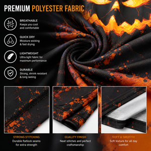 T-shirt personnalisé pour homme Halloween, noir et orange, motif citrouille et maison hantée, impression numérique 3D par sublimation, décontracté, manches courtes - Product Image 5